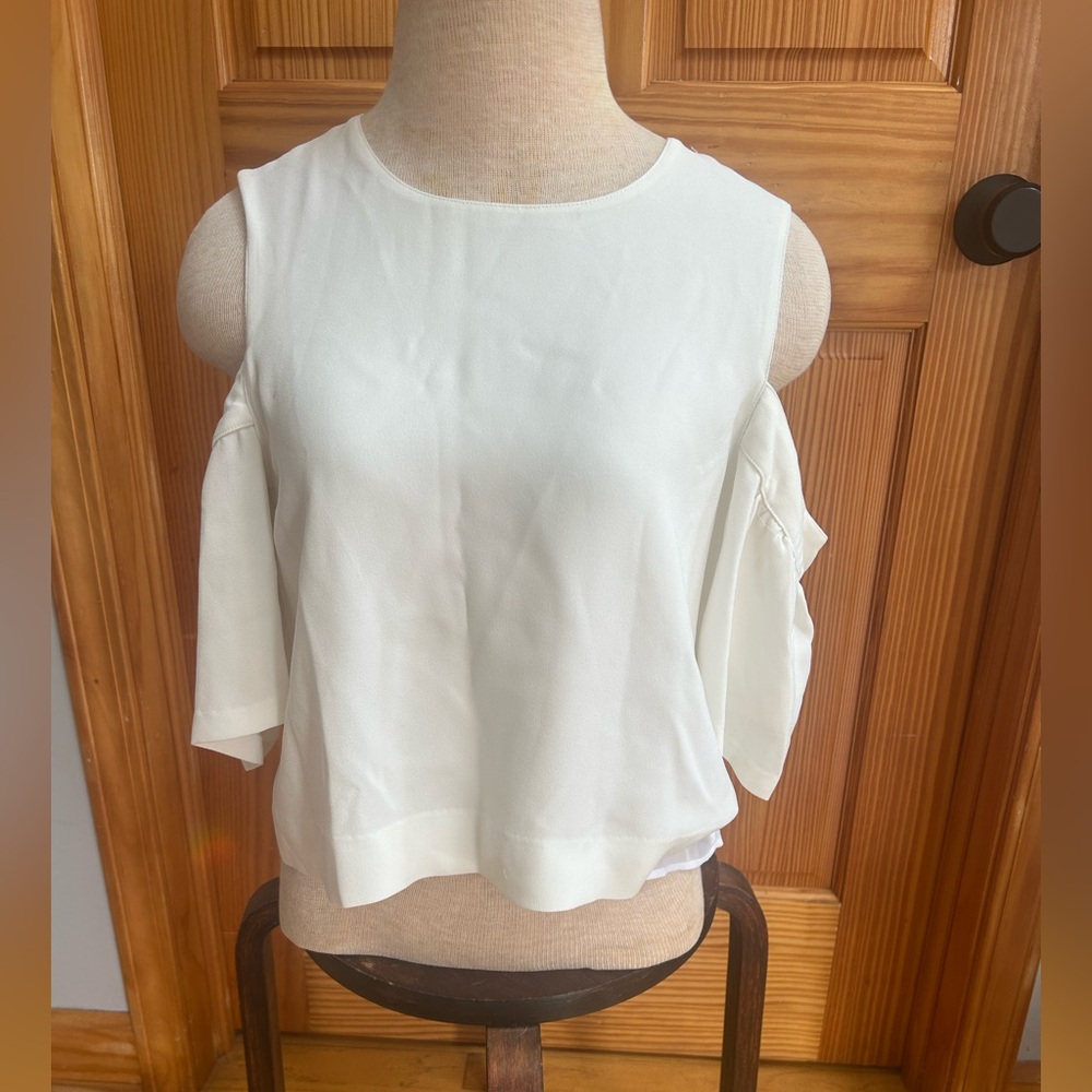 Club Monaco Cream Blouse with Unique Sleeves